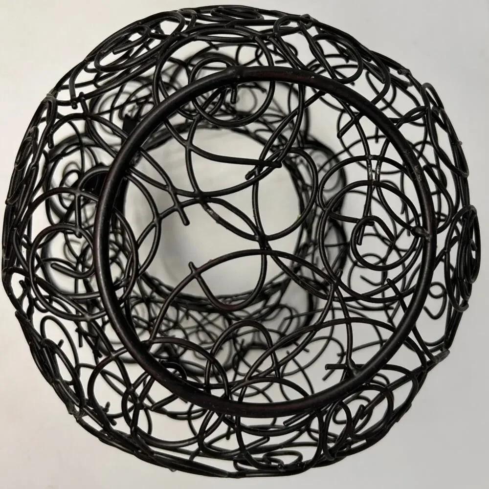 Black Wire Decorative Basket with a‎ Bow